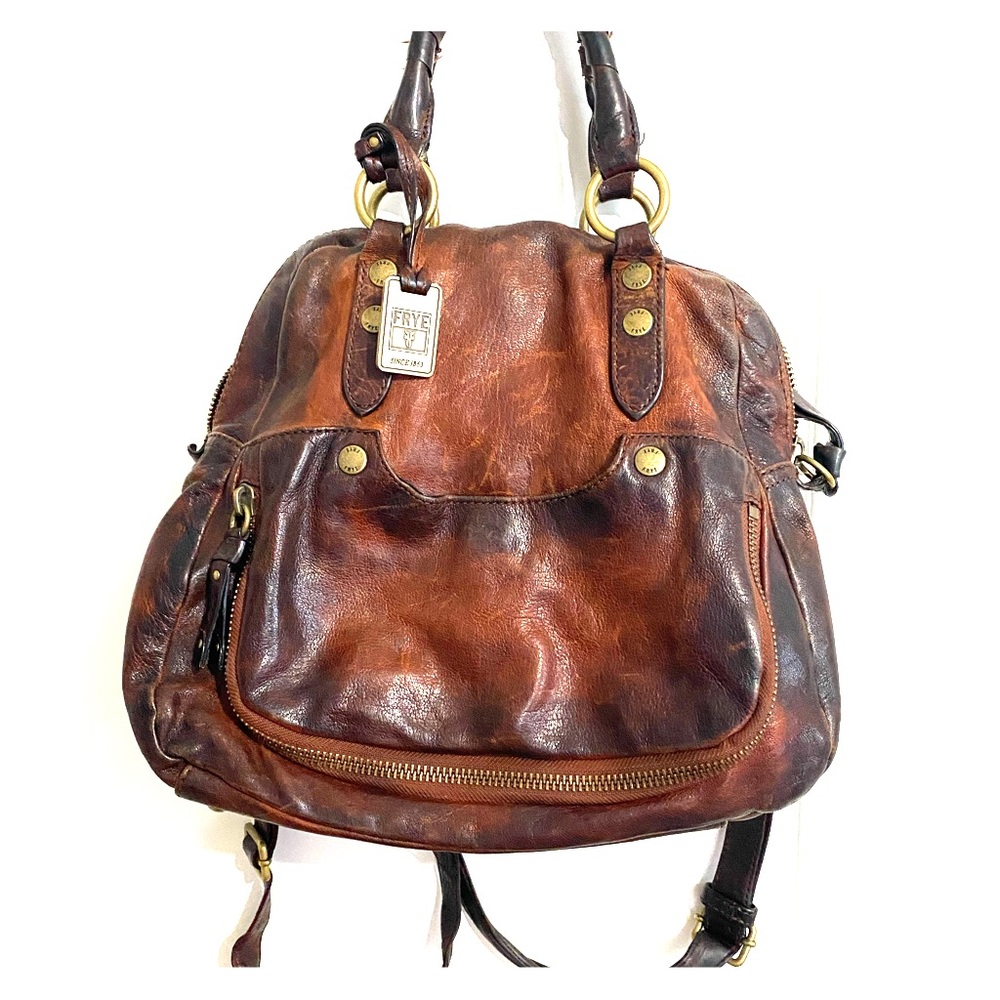 Elaine vintage Frye backpack oil stained